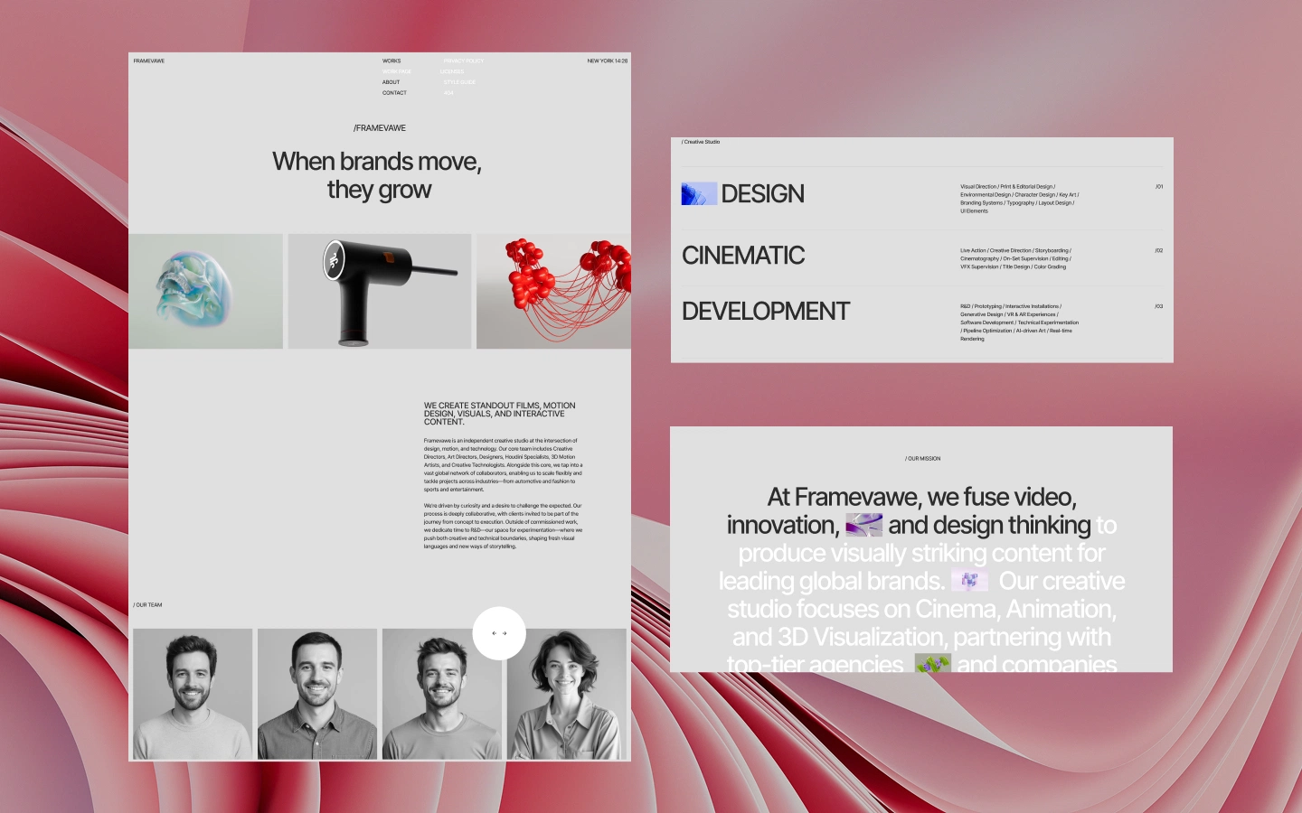 a screen shot of a website Framevawe's