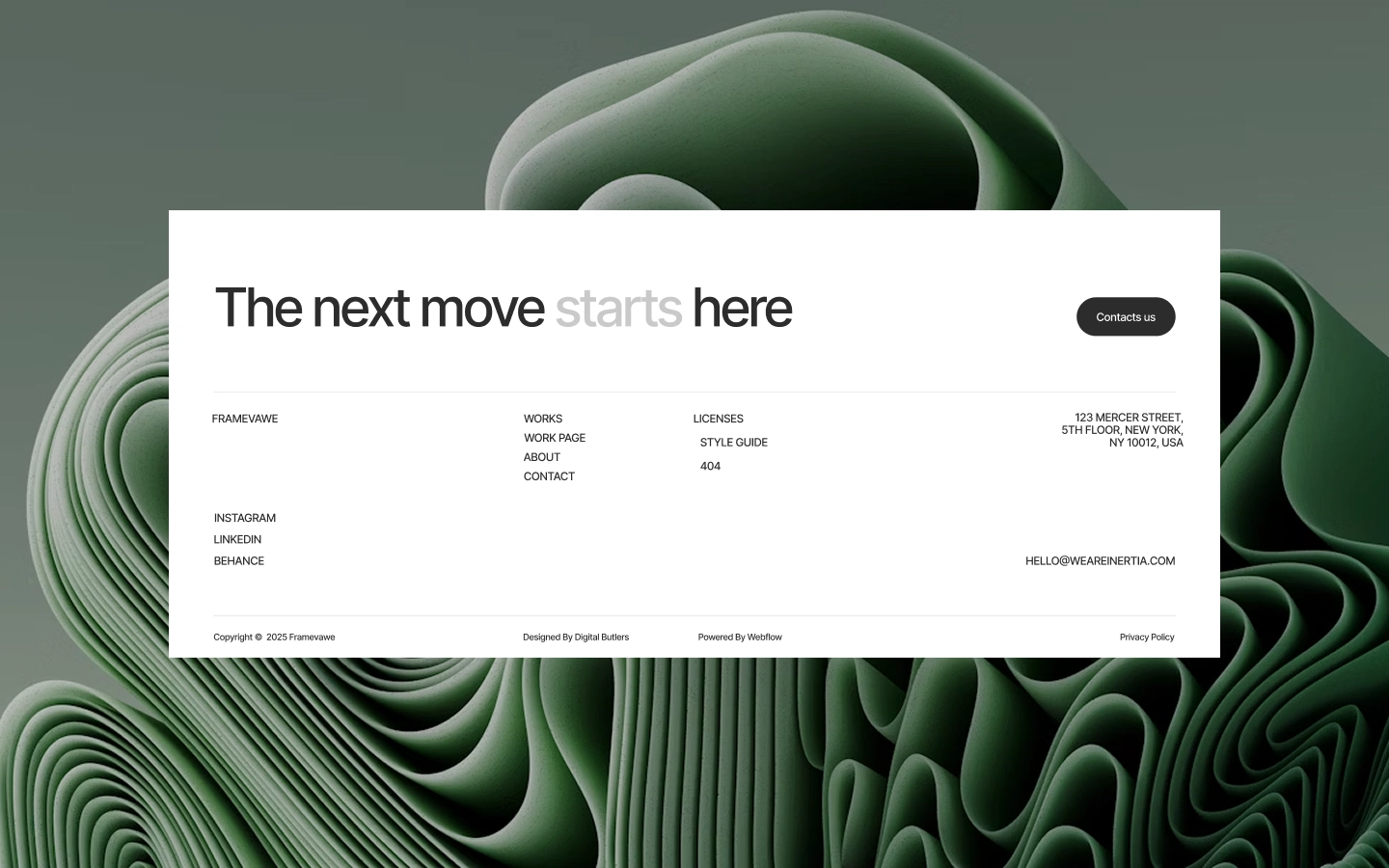 a screen shot of a website Framevawe's
