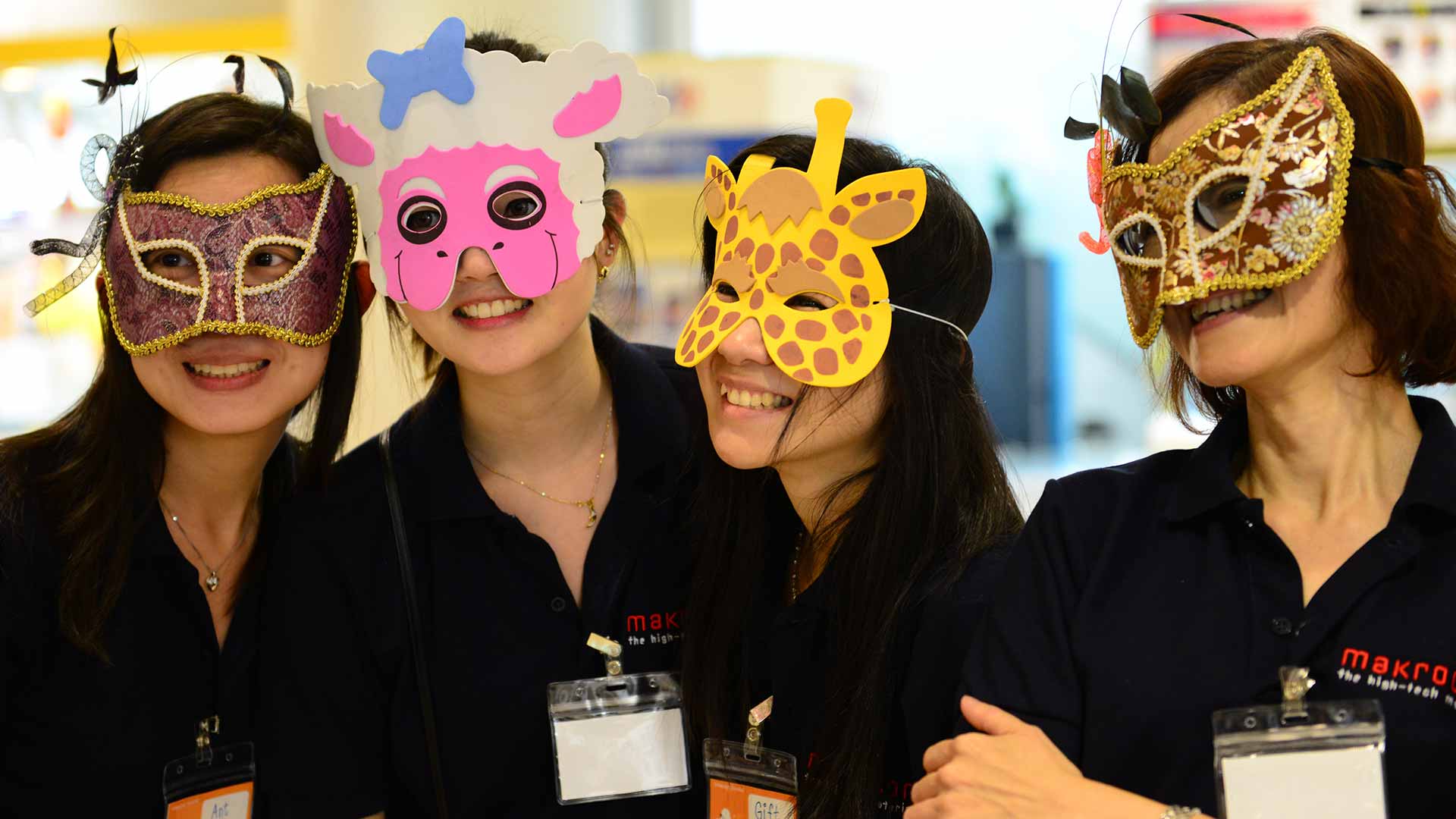 Bayer team members wearing colourful masks in a Genius Journey workshop