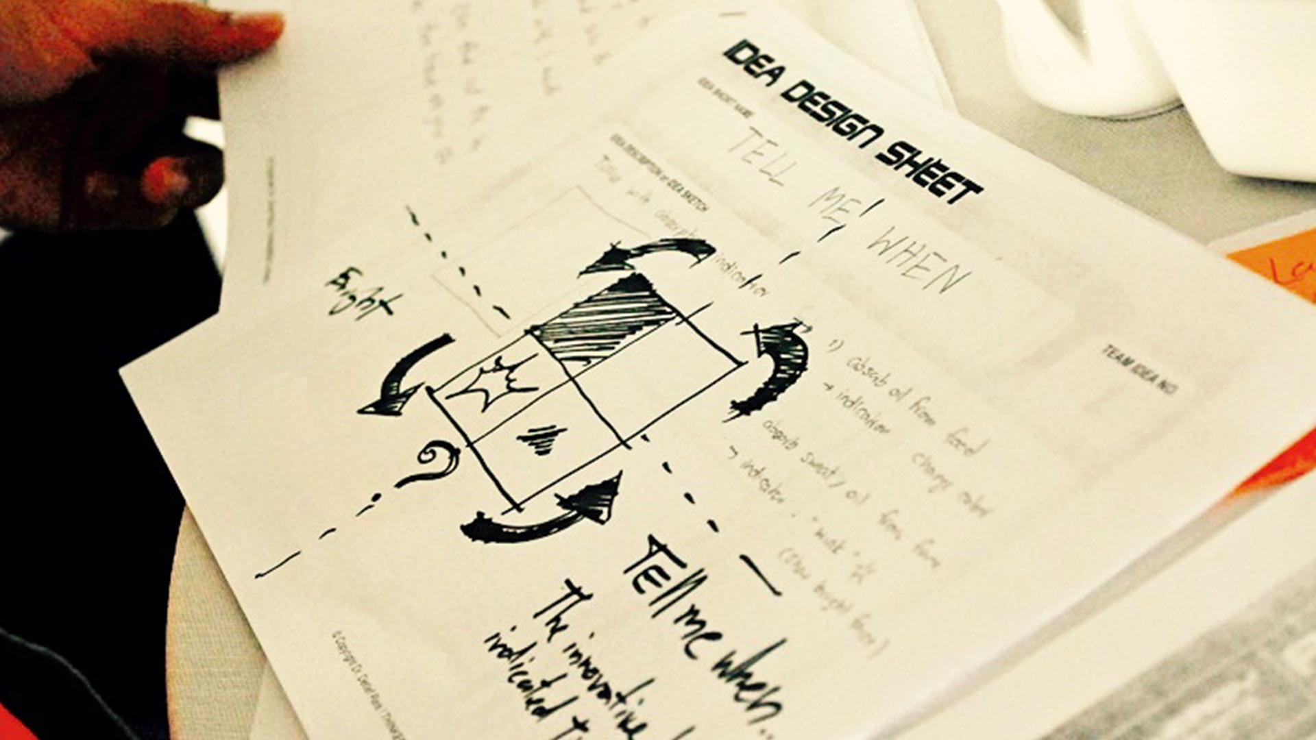 Hand-drawn concept sketches from the Kimberly Clark project