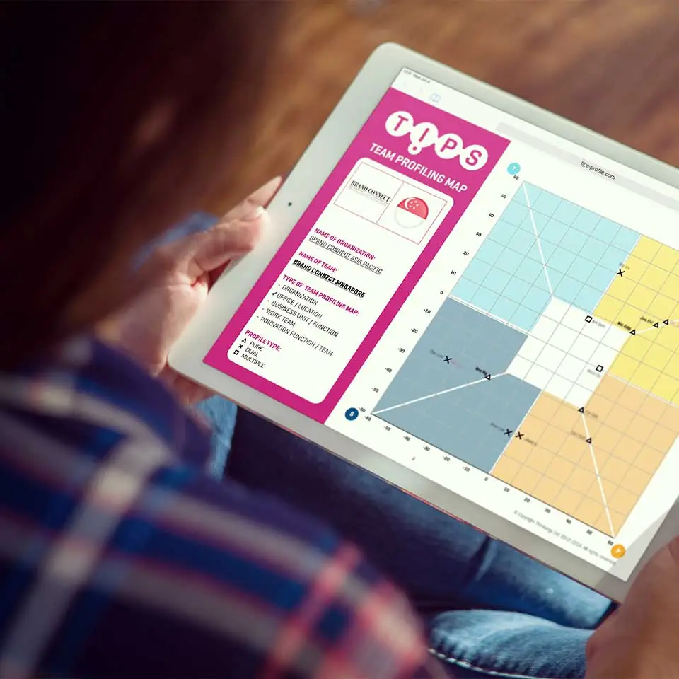 Person viewing a TIPS team profiling map on a tablet