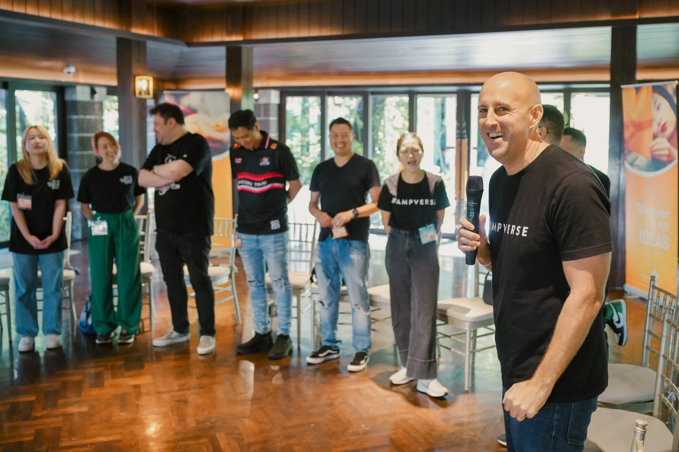 An Ampverse leader addressing the team at the start of the TIPS workshop