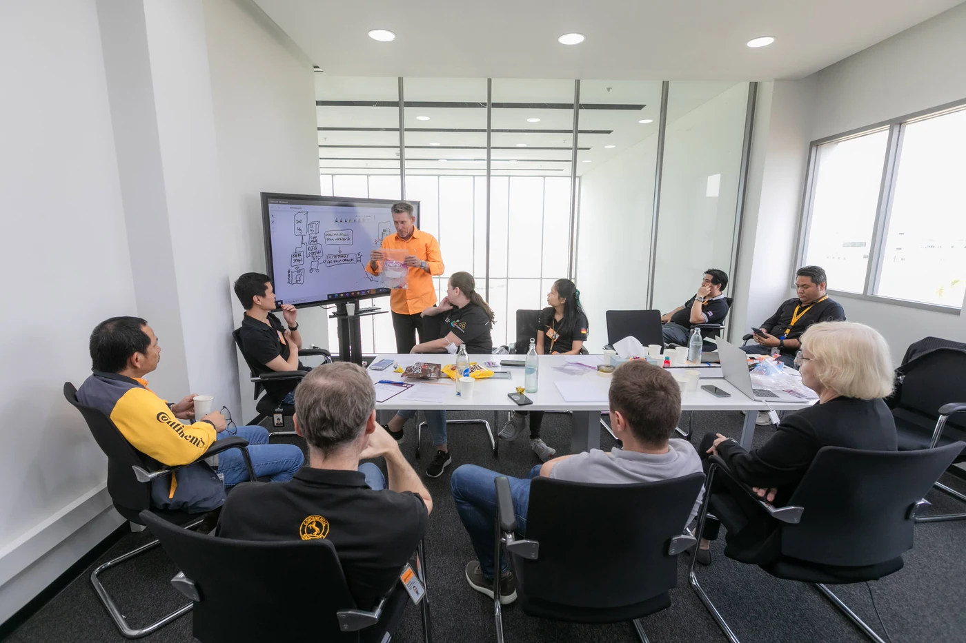 Continental managers listening to a briefing during the innovation workshop
