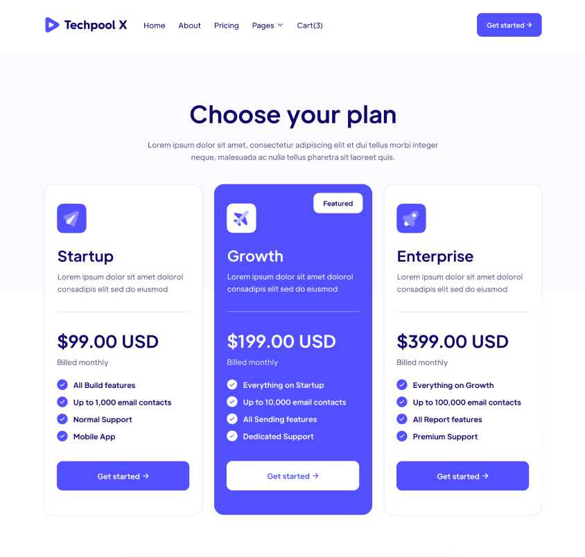Pricing - Techpool X Webflow Template