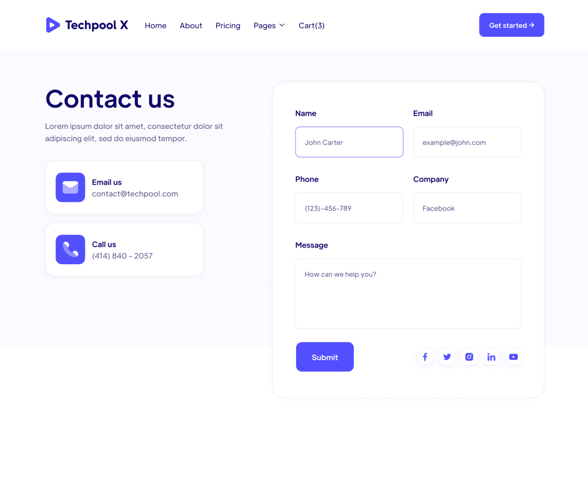 Contact - Techpool X Webflow Template