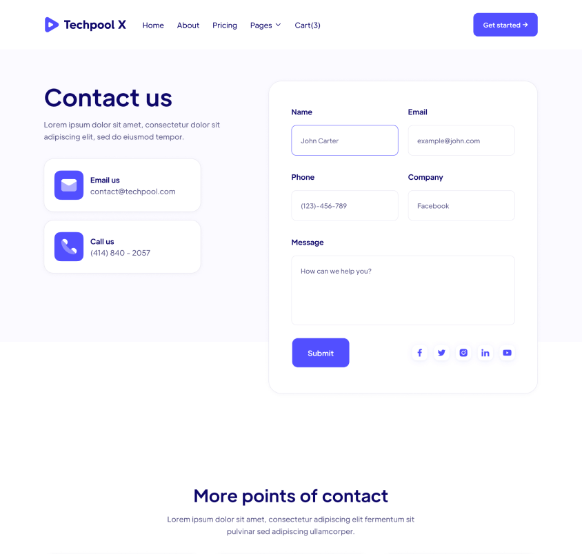 Contact Us - Techpool X Webflow Template