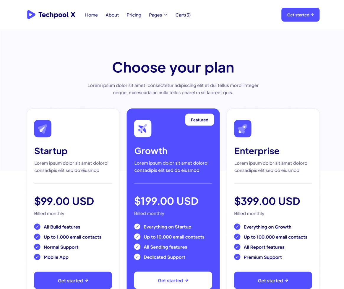 Pricing - Techpool X Webflow Template