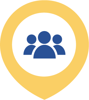 Three people on a pin