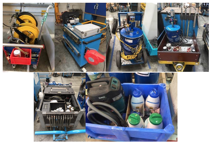 Placing all the tools necessary to technicians on one cart