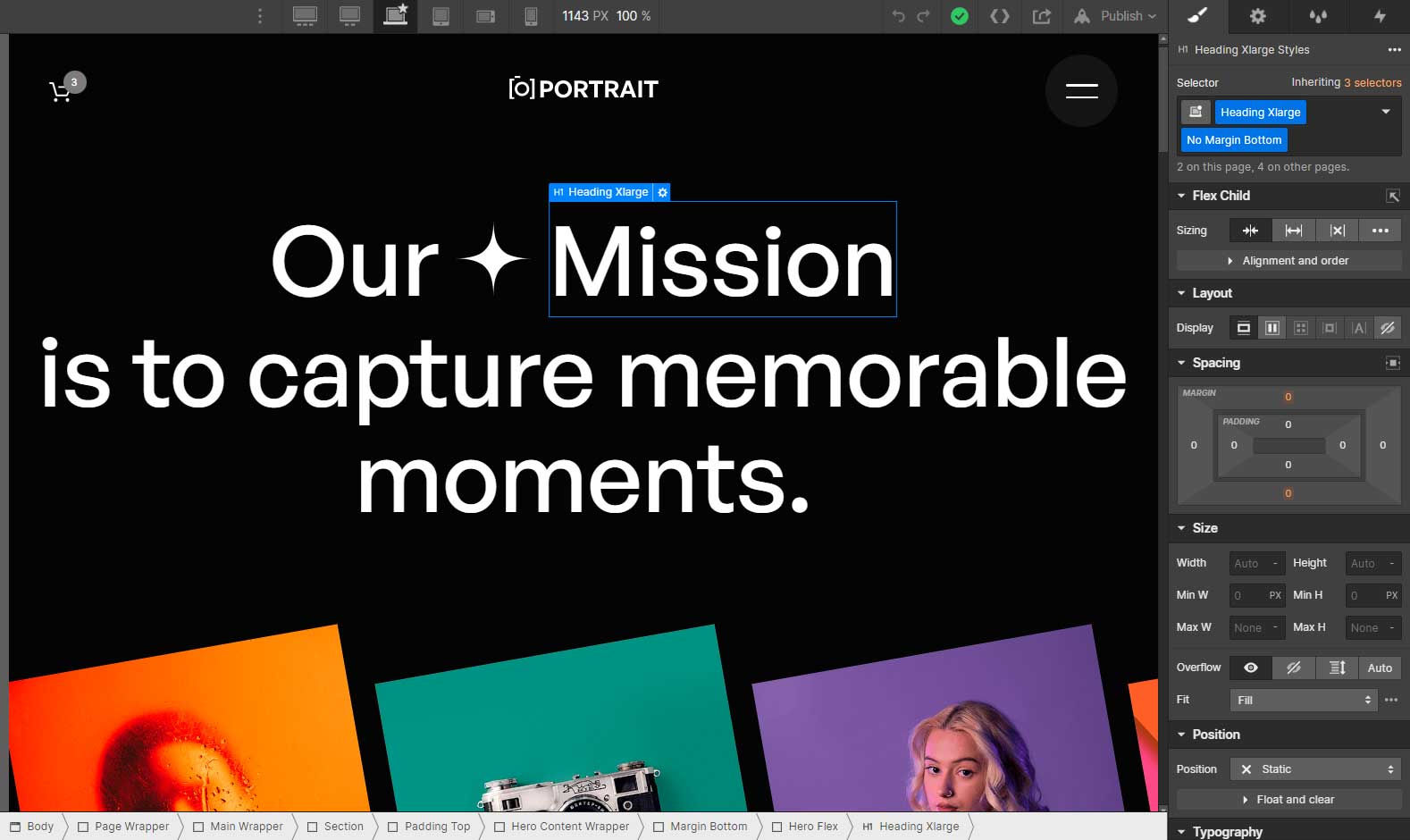 Text Instructions - Portrait Webflow Template
