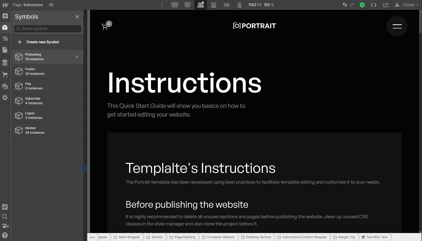 Components Instructions - Portrait Webflow Template