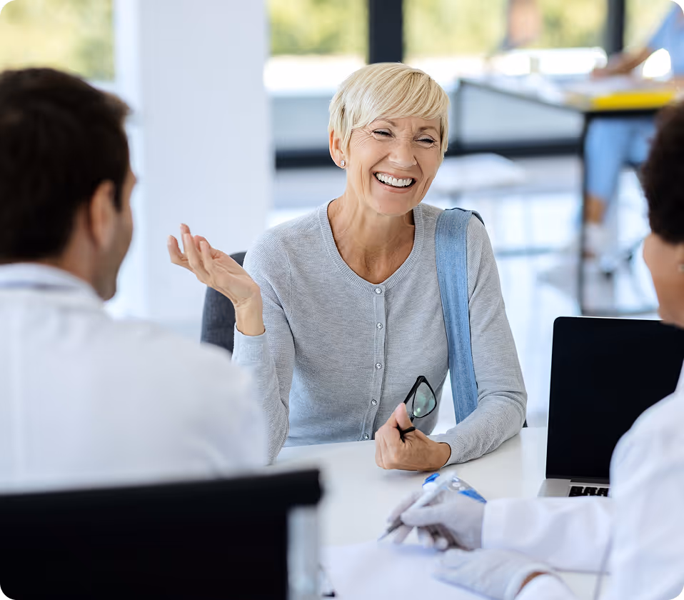 happy woman talking