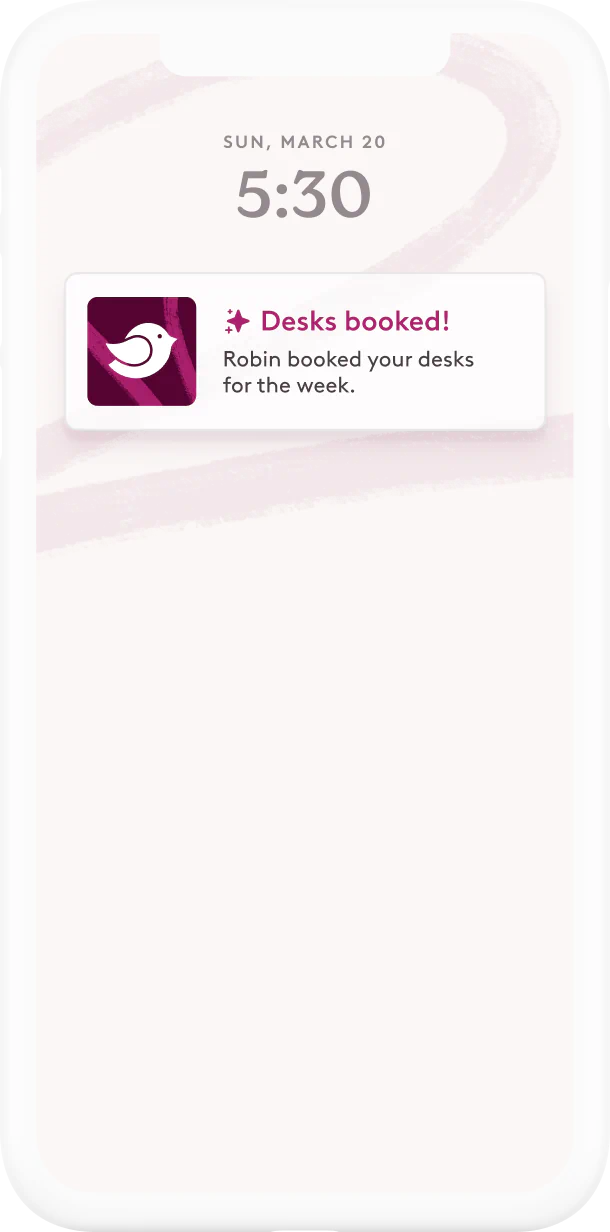 Mobile phone with auto-desk booking notification