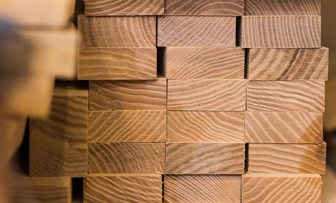 Pressure-treated wood deck