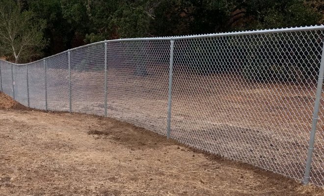 Six-foot galvanized chain-link fence