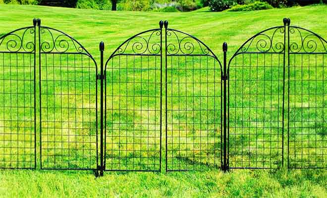 Black steel garden fence gate
