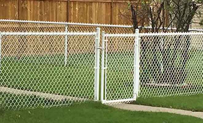 Vinyl coated chain link fence gate