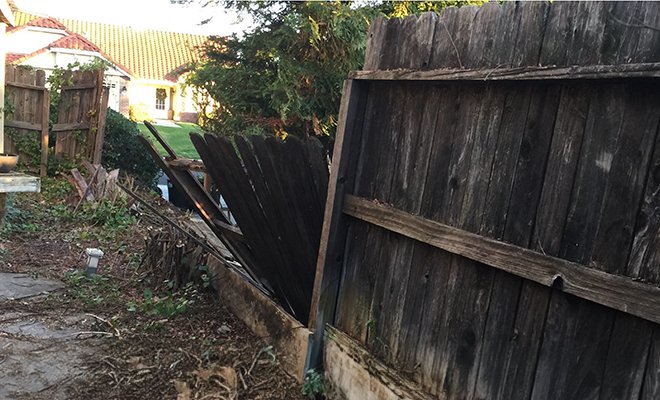 Fence gate after storm