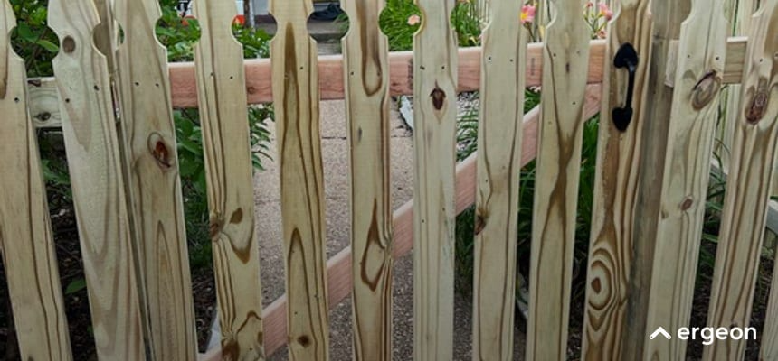 Close-up View of a Wooden Garden Fence Gate