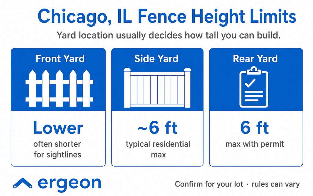 Chicago, IL Fence Height Limits Based on Yard Location