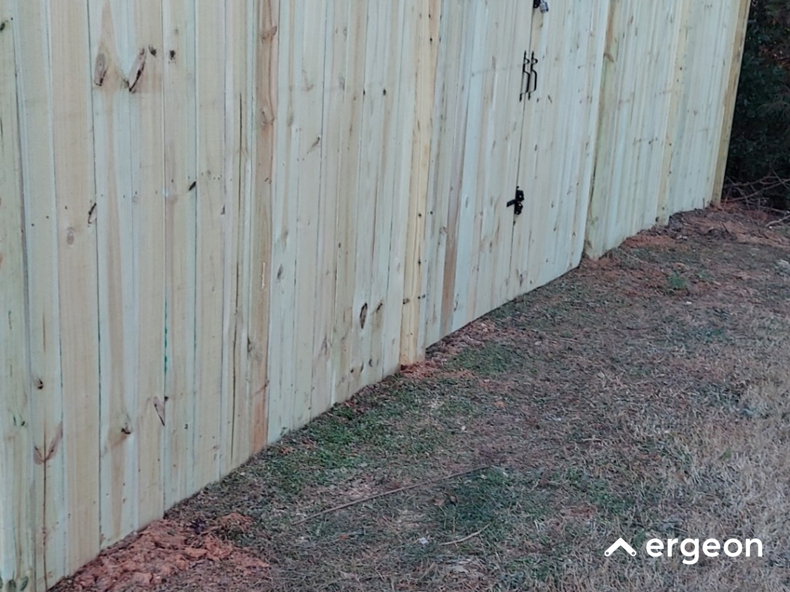 New Wooden Privacy Fence with Double Gates
