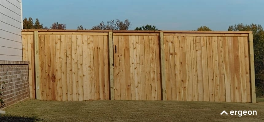 Wooden Privacy Fence with Double Gate