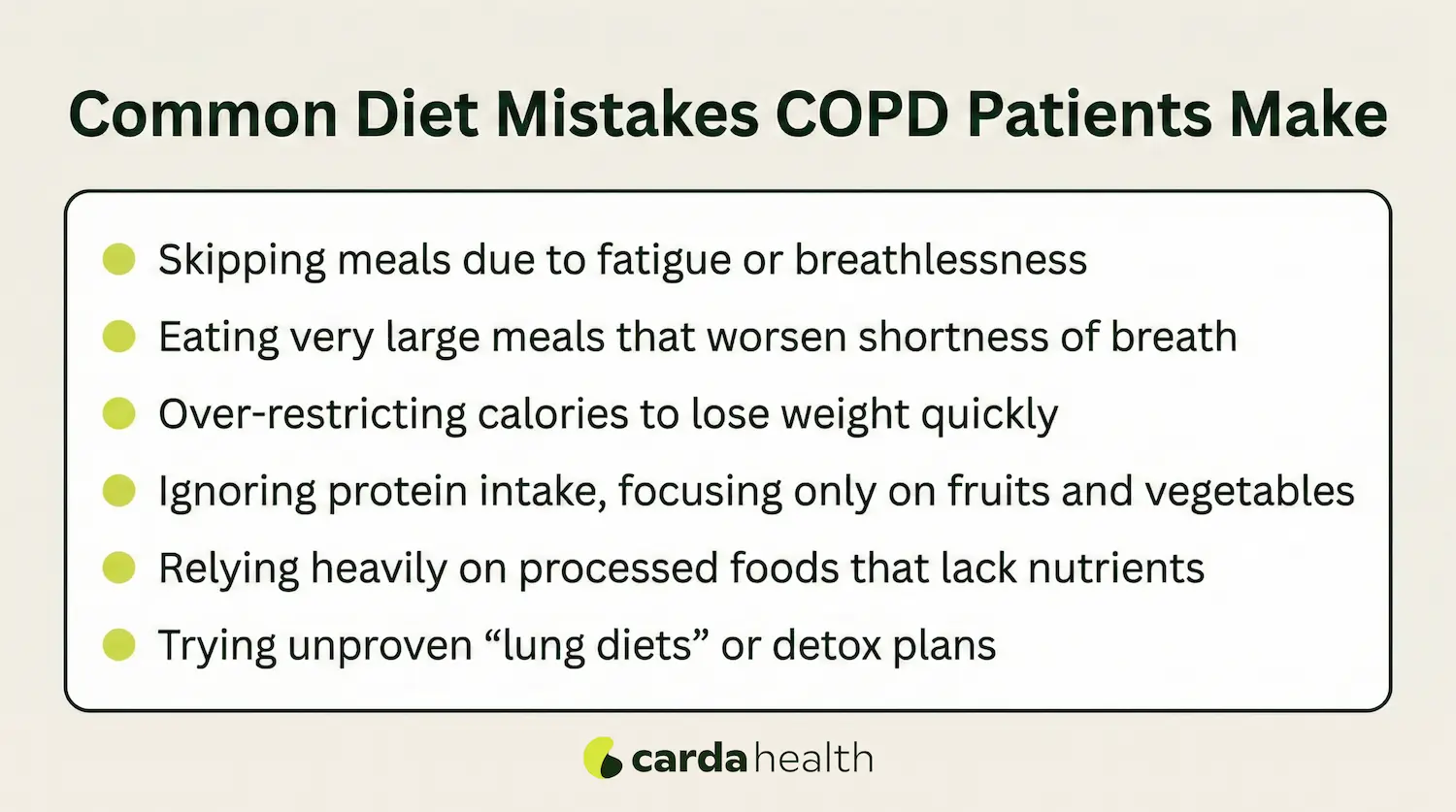List of common diet mistakes people with COPD make worsening their condition