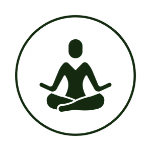 Icon of a person sitting cross-legged in a meditative pose inside a circle.