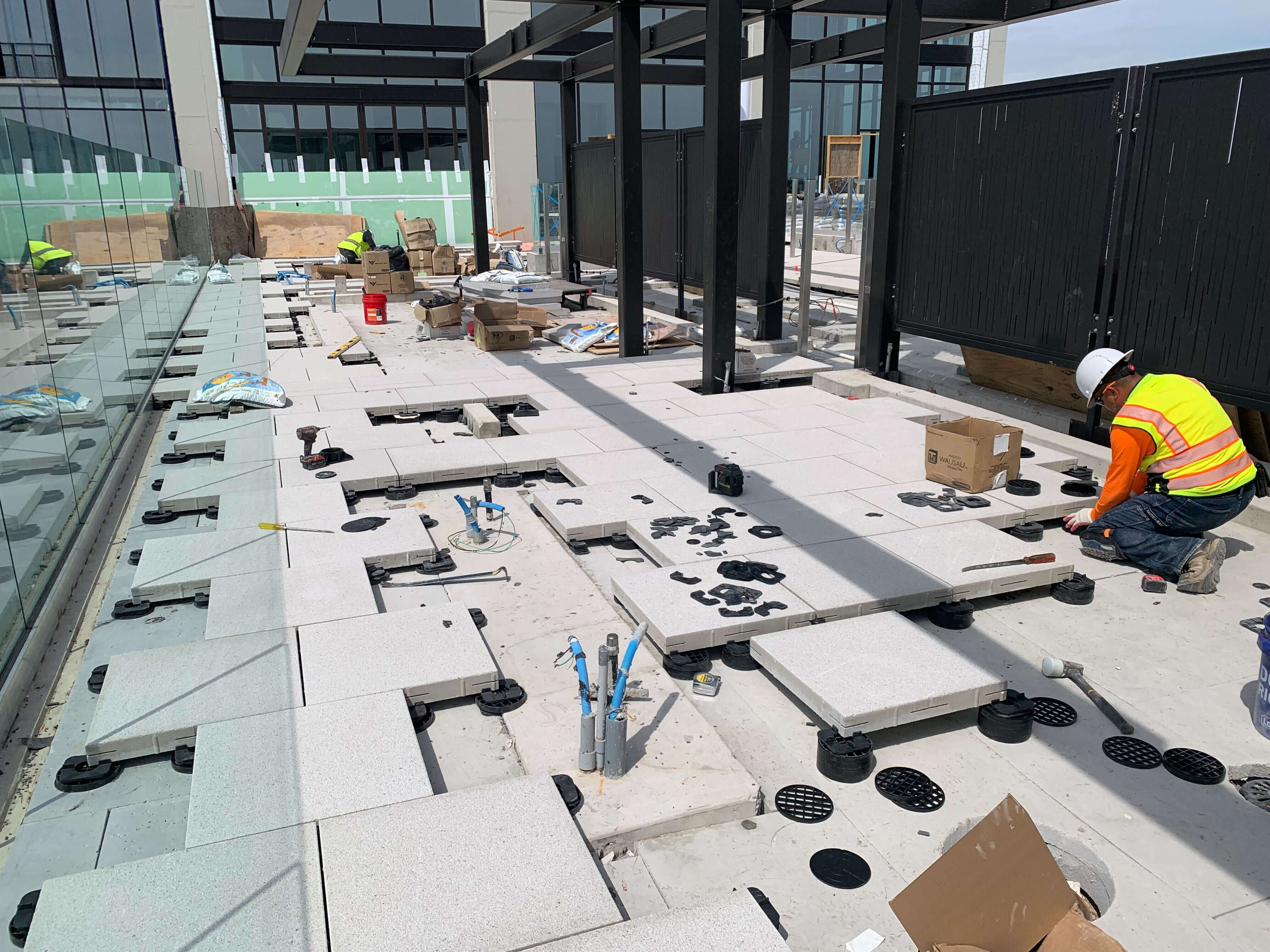 Wasusau concrete pavers + Hidden Lok - Down System for Wind Uplift