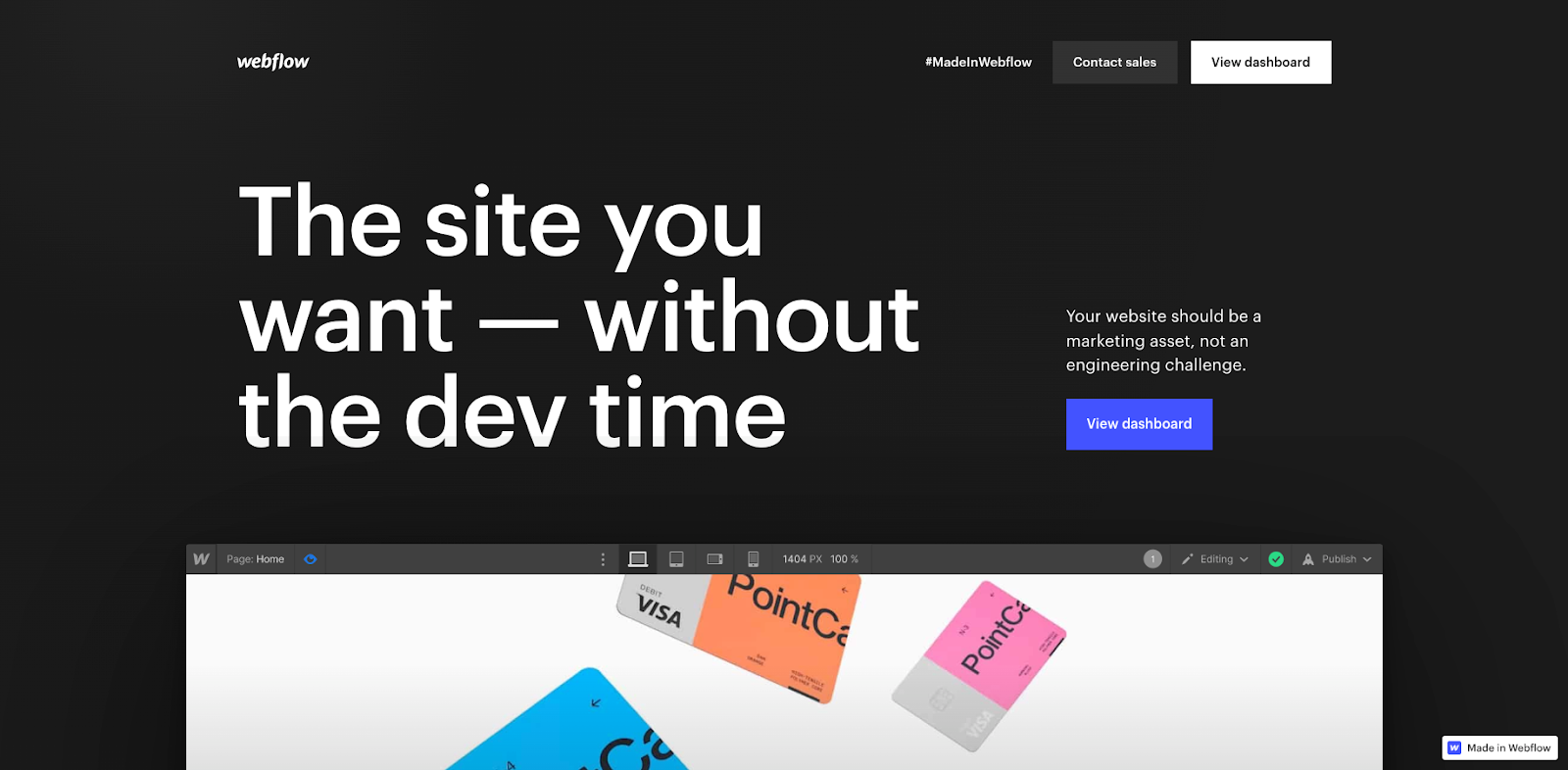 Webflow is a no code tool that allows users to effortlessly build complex apps and websites