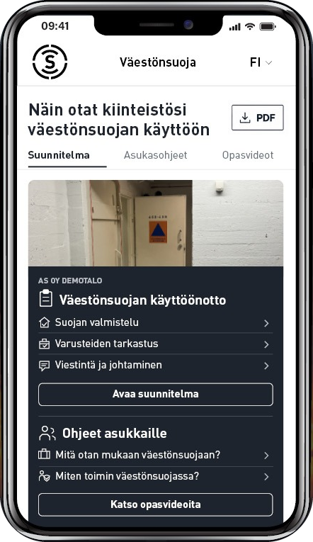 Safetumin verkkopalvelu puhelimessa: Näin otat kiinteistösi väestönsuojan käyttöön – suunnitelma, asukasohjeet ja opasvideot