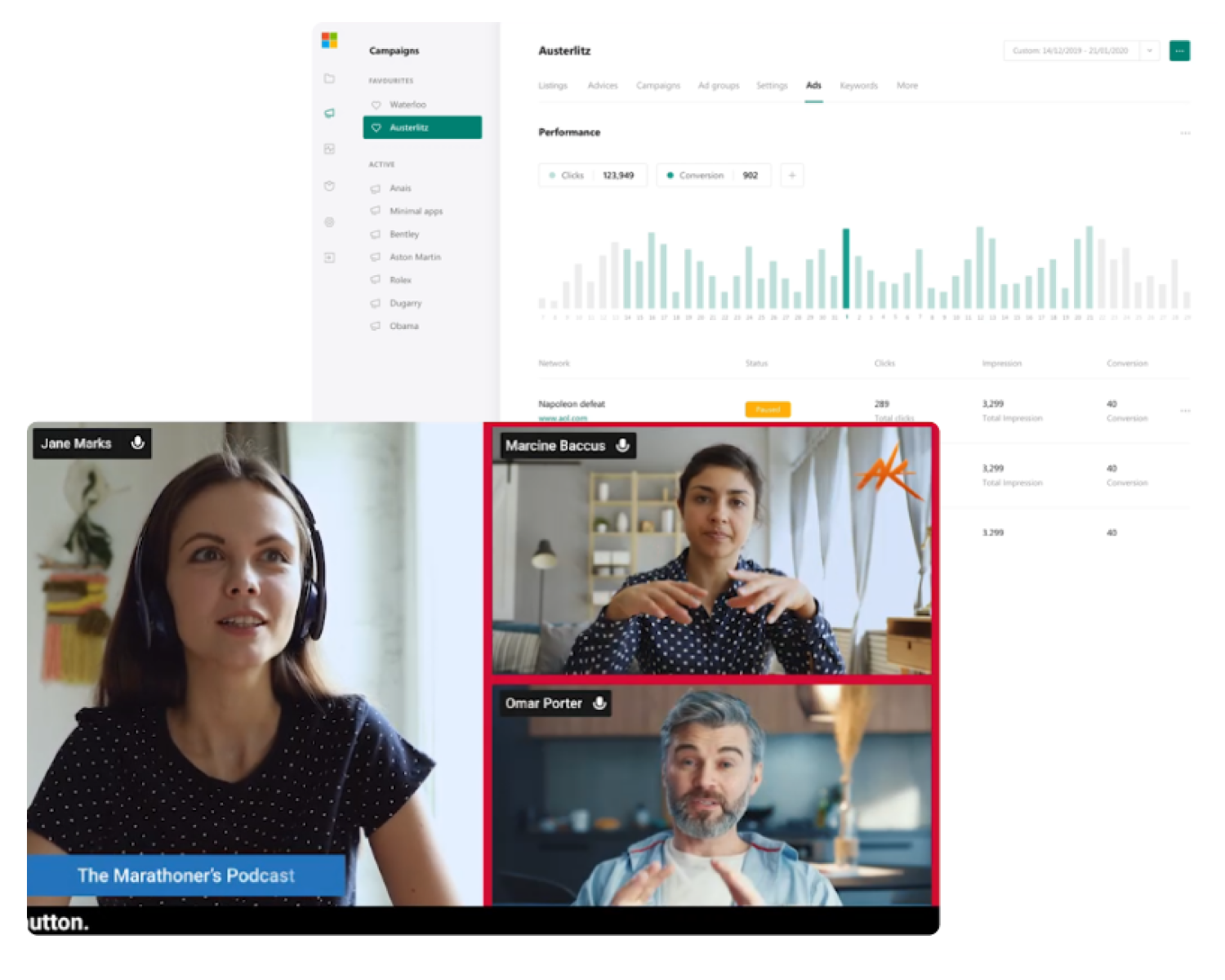 Presenter sharing screen and guests on stream with Talk Studio UI