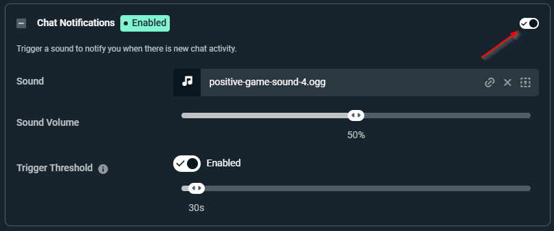 Chat notification settings