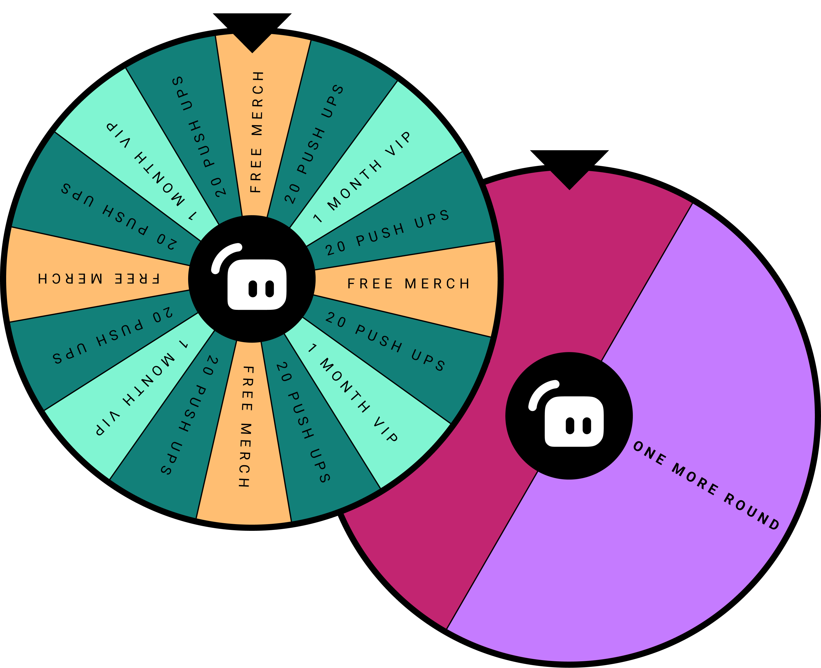 Two Spin Wheels with different color schemes and options