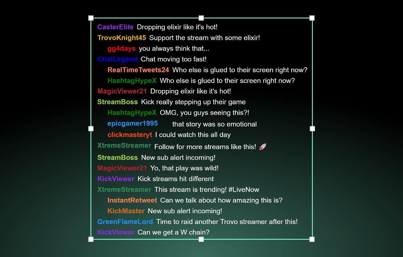Screenshot of stream chat with bounding box