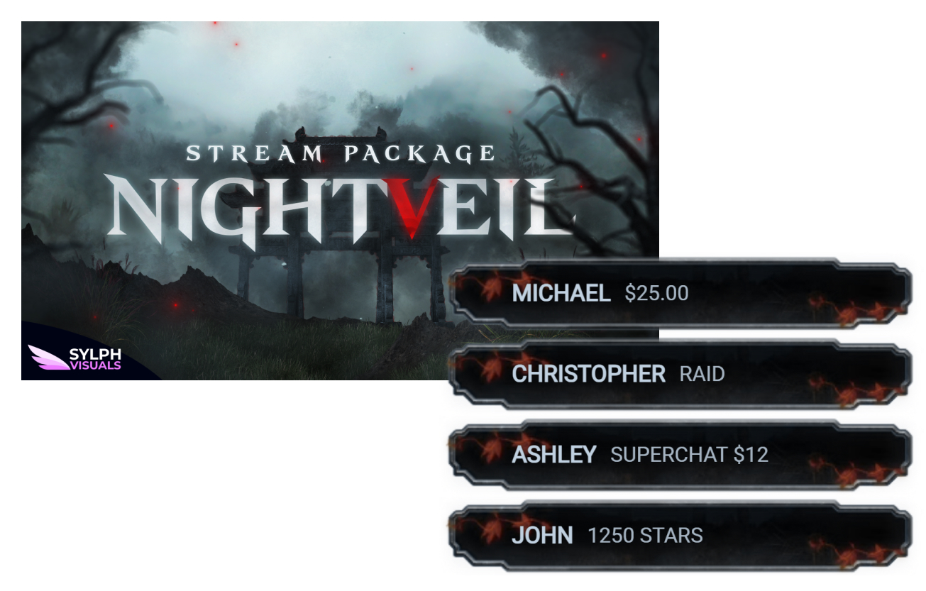 Nightveil stream overlay and matching event list