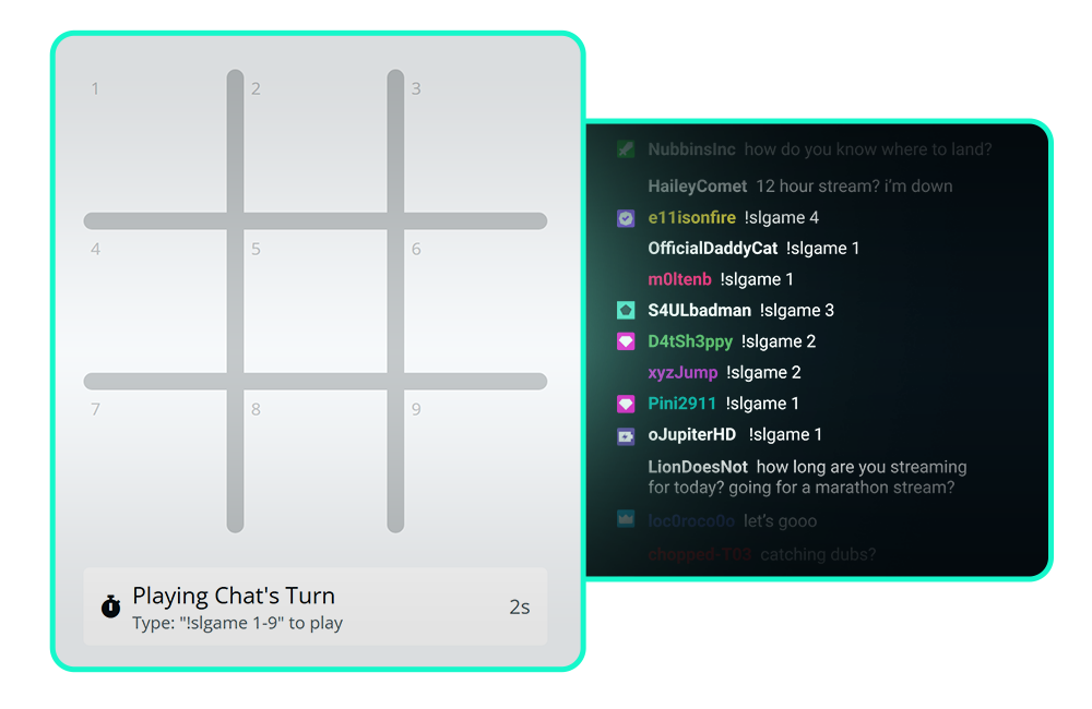 Stream chat playing a Game Widget game