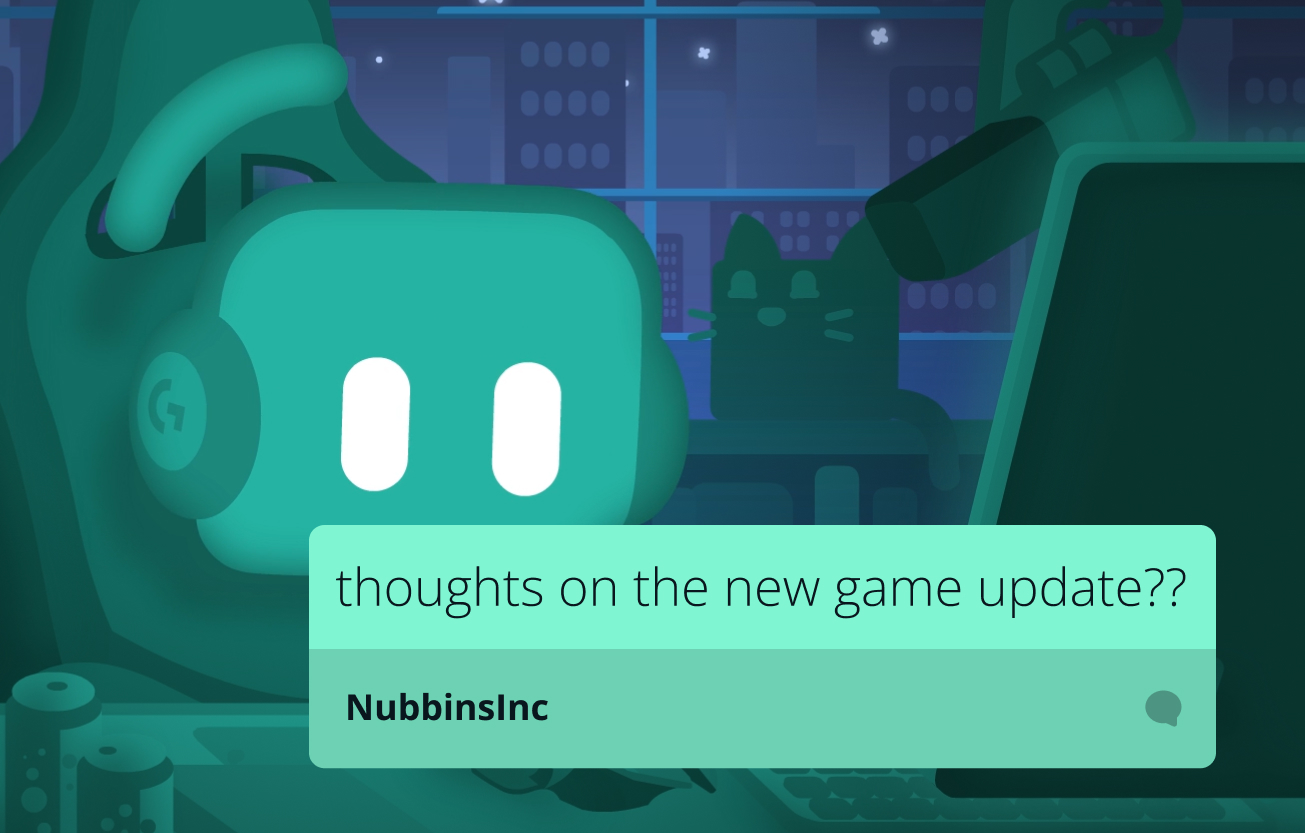 Kevin streaming with a chat highlight overlaid