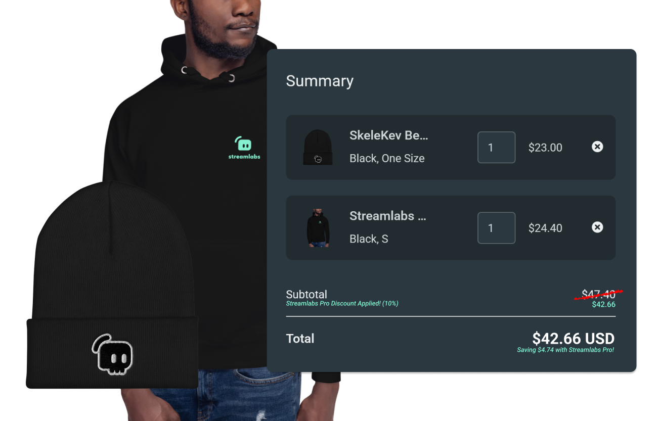 Merch store checkout with 10 percent savings noted