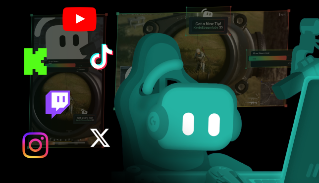 Kevin streaming with Twitch, Kick, TikTok, YouTube, Instagram, and X logos