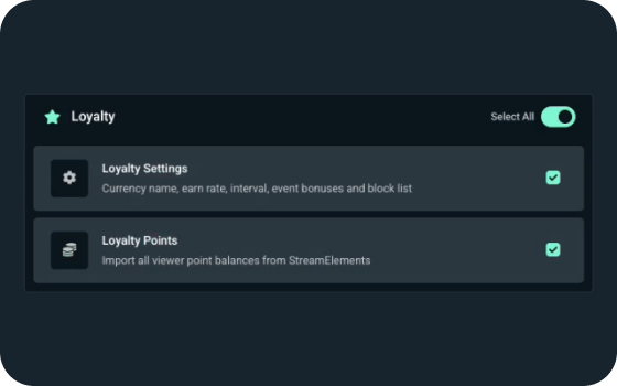 Toggle for loyalty points settings