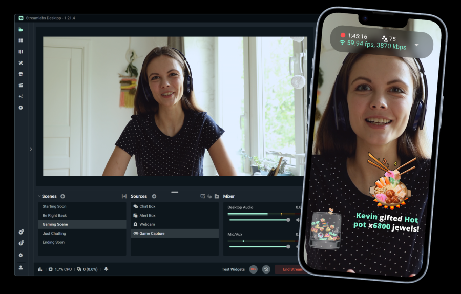 Just Chatting streamer in Streamlabs Desktop and Mobile