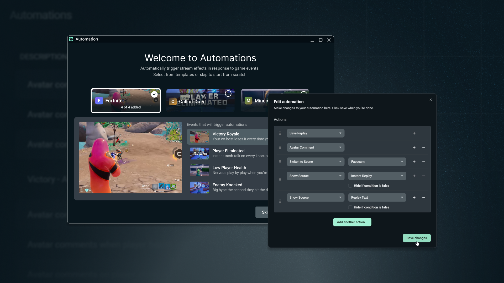 Image of automations within Streamlabs Desktop