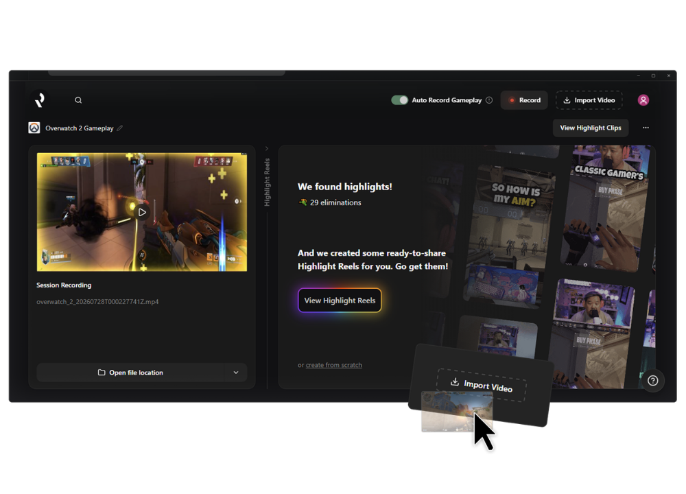 G HUB Highlight reels being created from gameplay