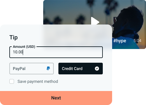 Tipping and video modules overlaid on top of each other.