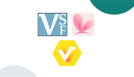VTubing software logos featuring VSeeFace, VTube Studio, and VRoid Studio