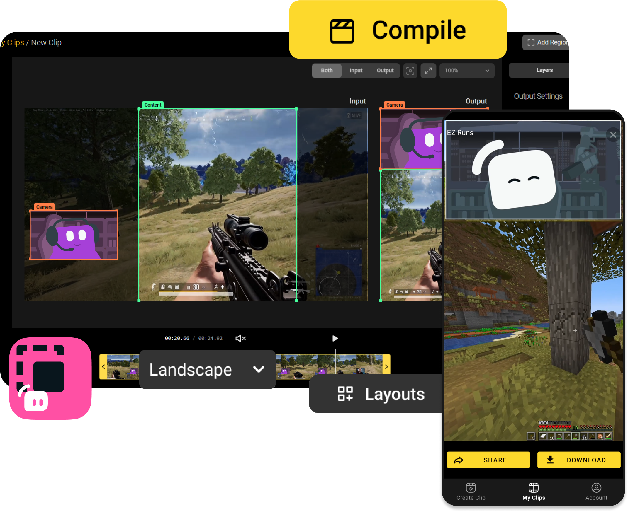 VTuber robot editing a gaming clip in Cross Clip