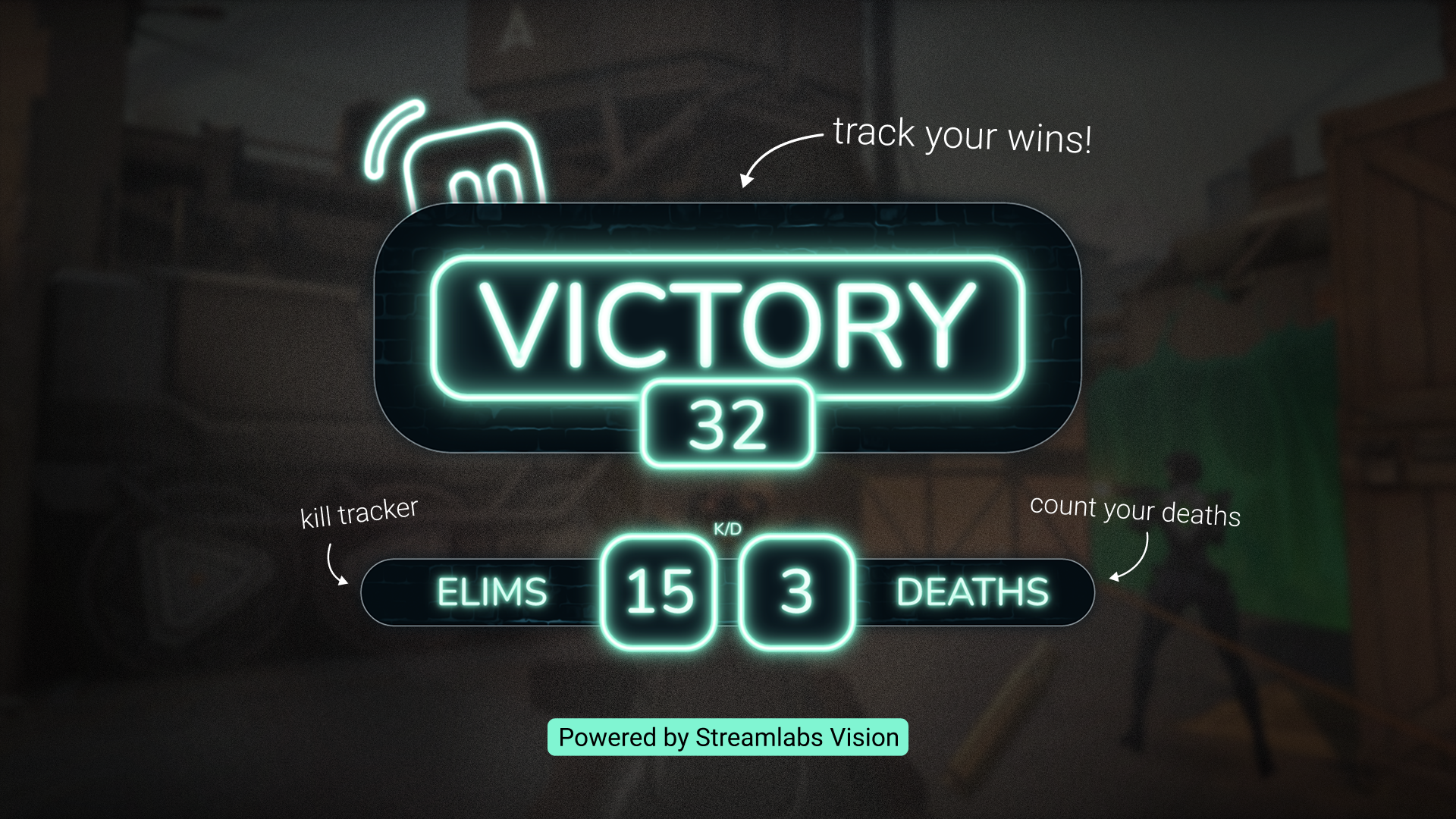 Example counters and design of the Reactive Overlays available in the Streamlabs Plugin for OBS