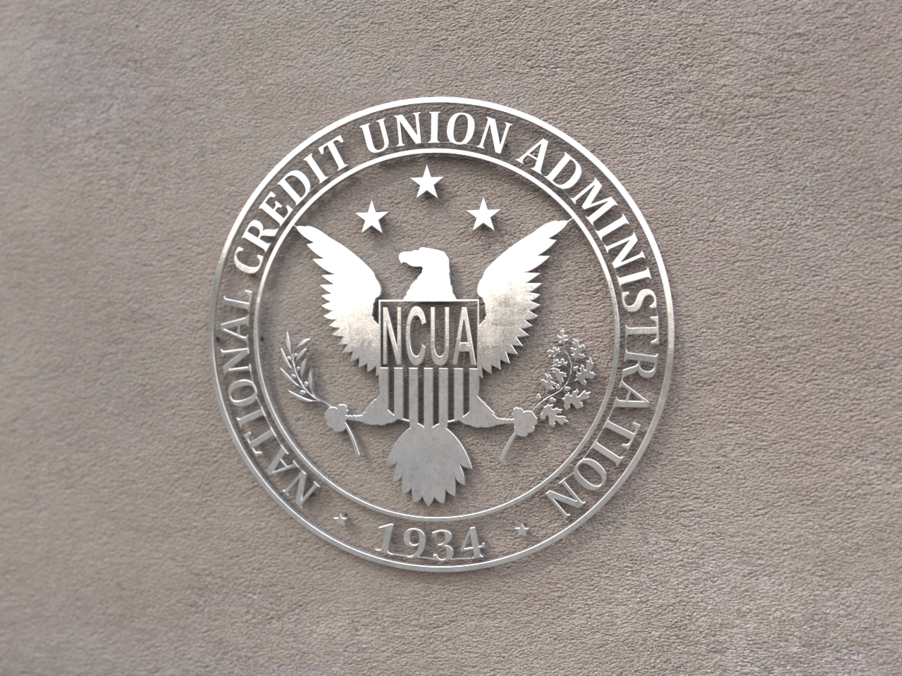 a photograph of the seal of the national credit union association on a building