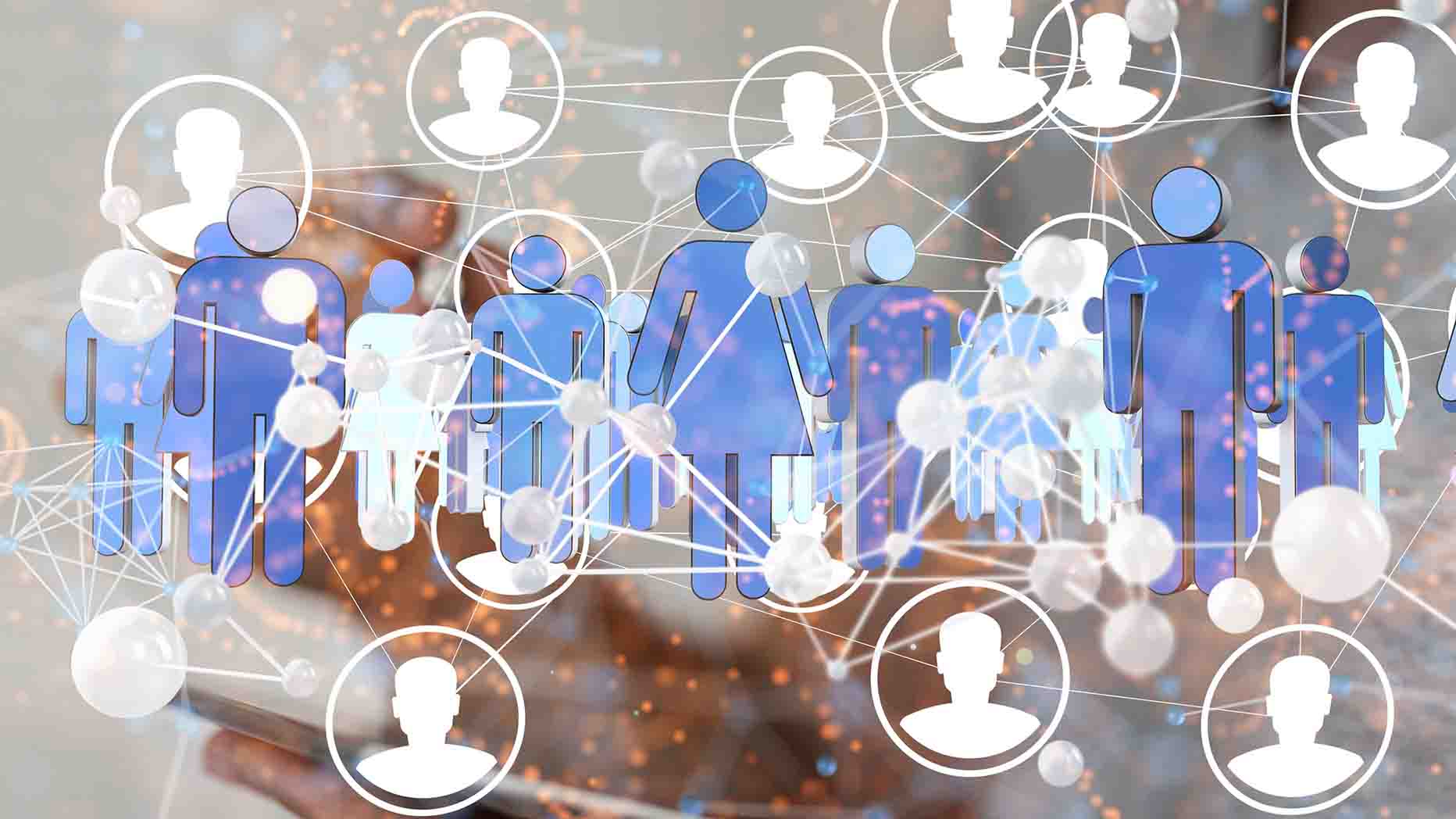 Hand holding a group of people